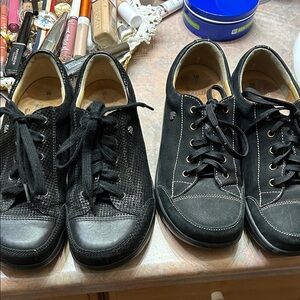 Finn Comfort Black Leather Shoes W5 ( 7.5/8 US size). 2 pairs